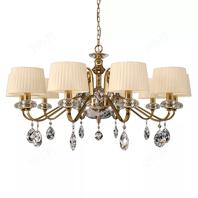 Vintage Bronze Chandelier with Crystal Accents 3D model image 1