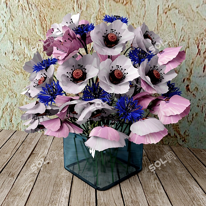 Pretty in Pink Flower Bouquet 3D model image 1