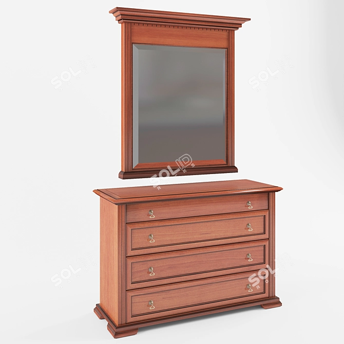 Title: Timber-Mebel Cherry Wood Dresser & Mirror 3D model image 1