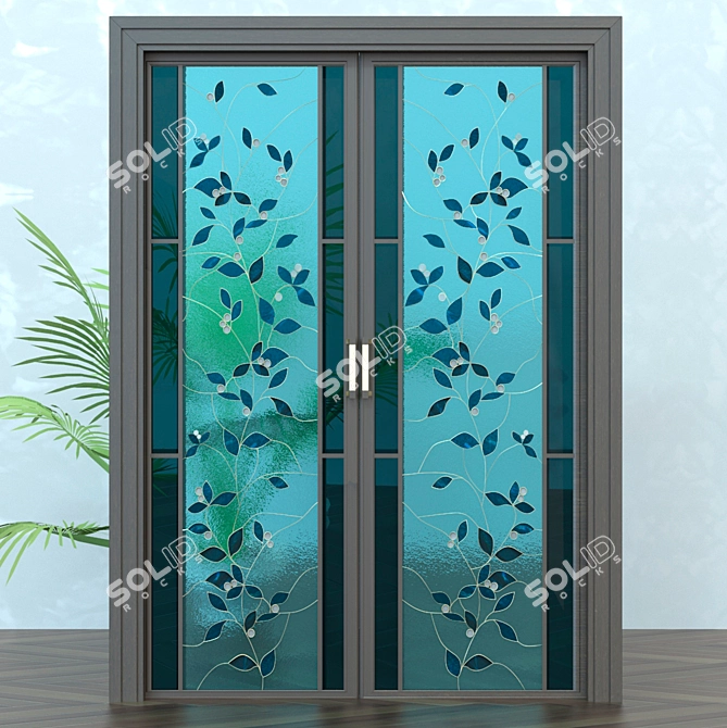 Elegant Vitrage Door 3D model image 1