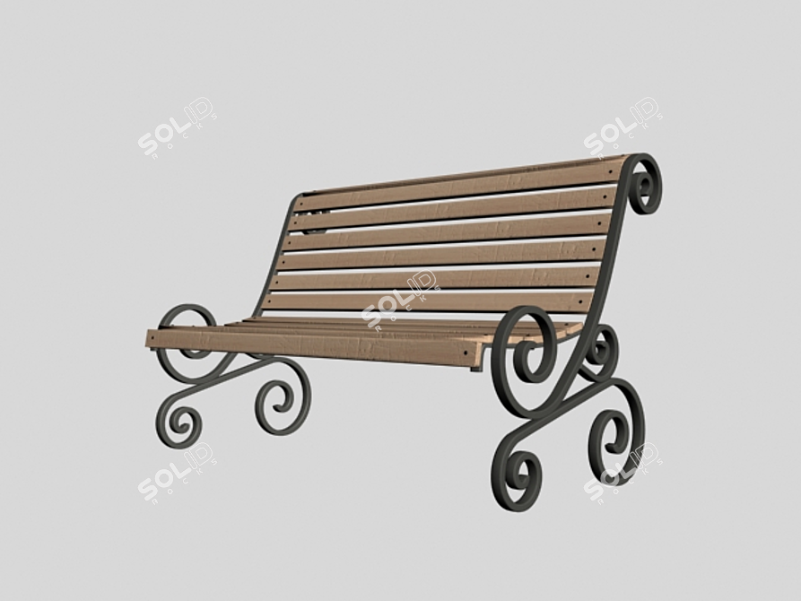 Cozy Park Bench 3D model image 1