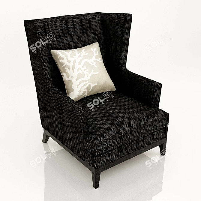 Modern Wingback Blake Armchair 3D model image 1