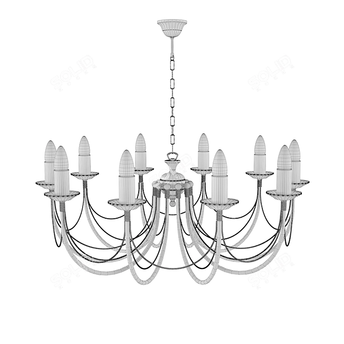Antique Bronze Technolux 206: 10-Lamp Forged Chandelier 3D model image 3