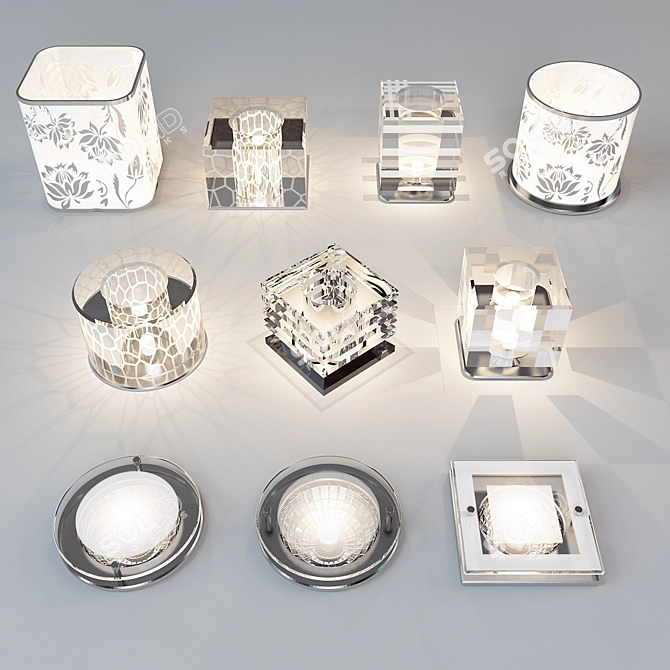Glass Spotlights - Elegant Lighting Fixtures 3D model image 1