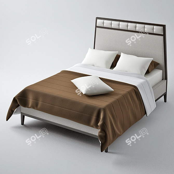 Lancaster King Bed: Elegant Combination of Fabric and Leather 3D model image 1