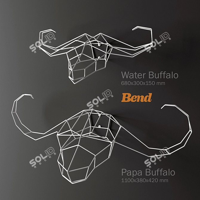 BEND Buffalo Trophy: Edgy Wall Decor 3D model image 2