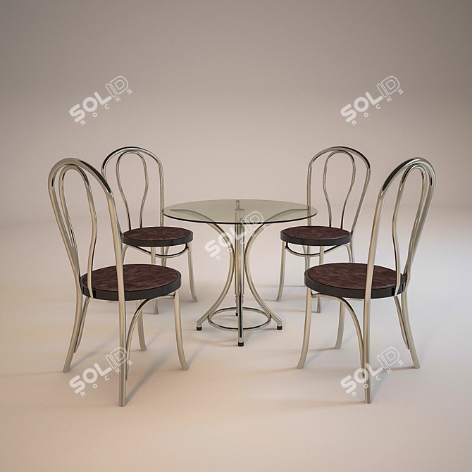  Metal Table and Chair Set 3D model image 1