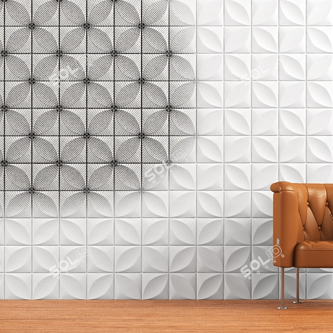 3D Wave Wall Panel 3D model image 1