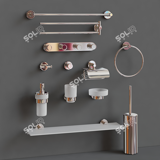 Modern Bathroom Accessories Set 3D model image 1