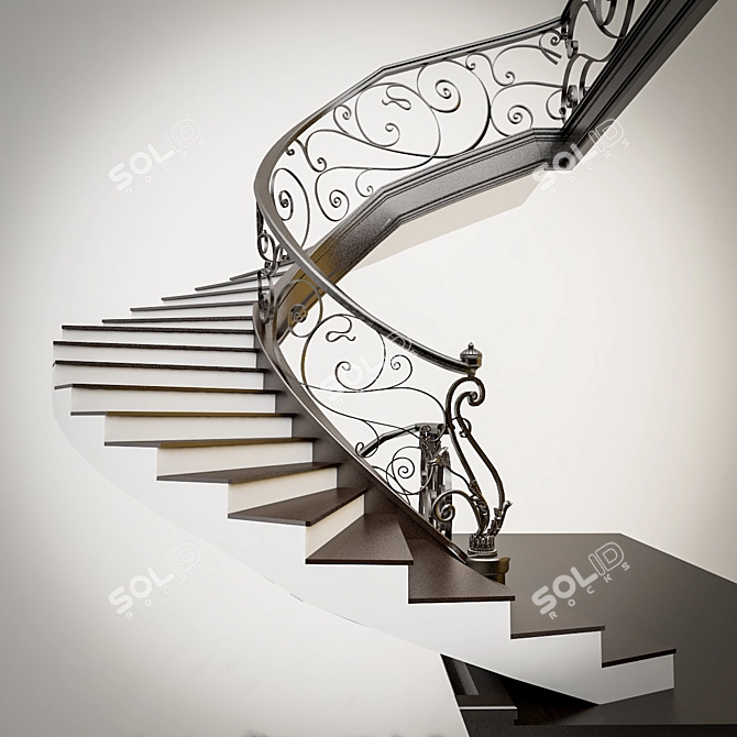 Elegant Wrought Iron Staircase 3D model image 1