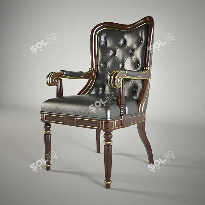 Hickory White Armchair: Elegant Comfort 3D model image 1