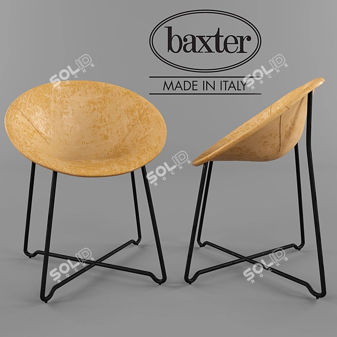 Baxter Askia Chair: Elegant Metal & Leather Seating 3D model image 1