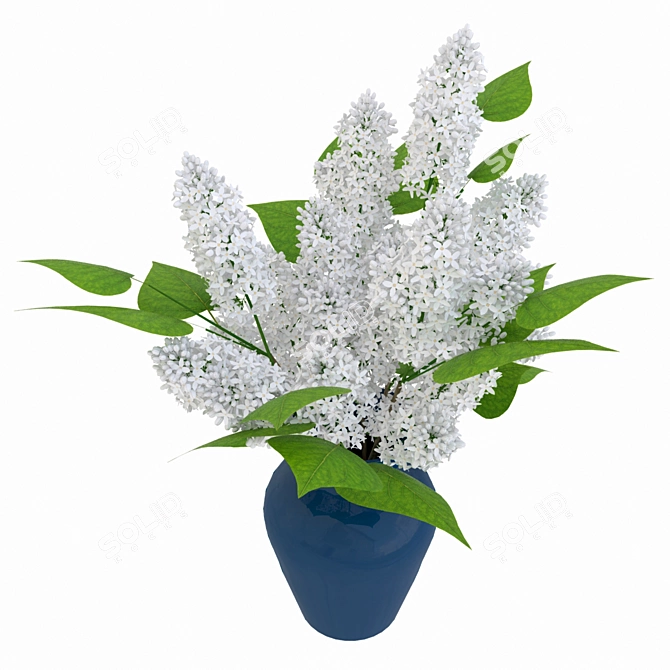 Ethereal White Lilac Bouquet 3D model image 1