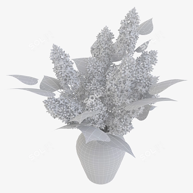 Ethereal White Lilac Bouquet 3D model image 2