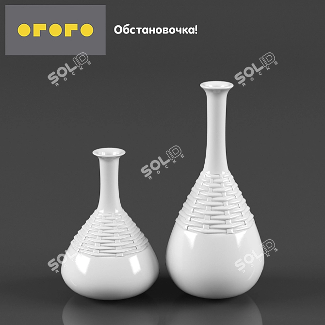 Elegant Beatrice Ceramic Vases 3D model image 1
