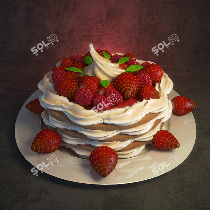 Berry Victoria Cake 3D model image 1