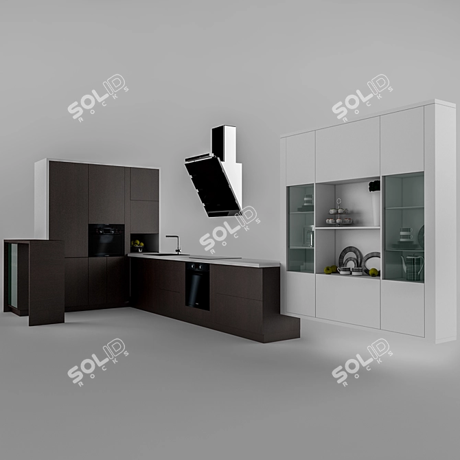 Contemporary Style Kitchen 3D model image 1