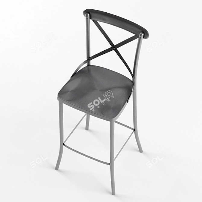 Industrial Twisted Iron Bar Stool 3D model image 2