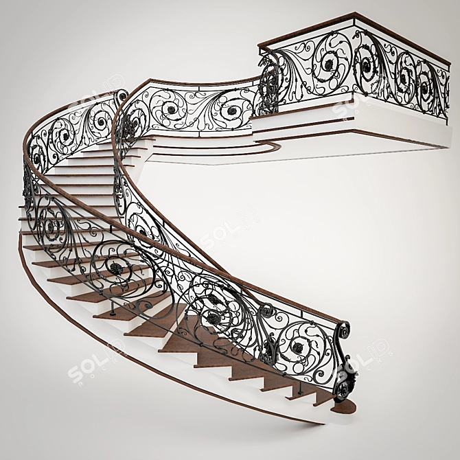 Radius Forged Handrail Staircase 3D model image 1
