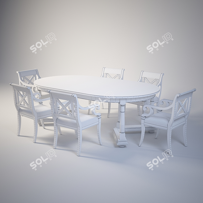 Title: Elegant Baker Milling Road Dining Set 3D model image 2