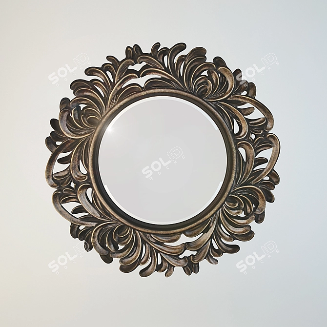 Elegant Palm Carved Mirror 3D model image 1