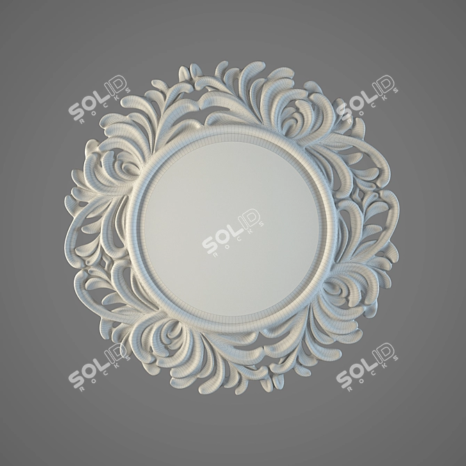 Elegant Palm Carved Mirror 3D model image 2