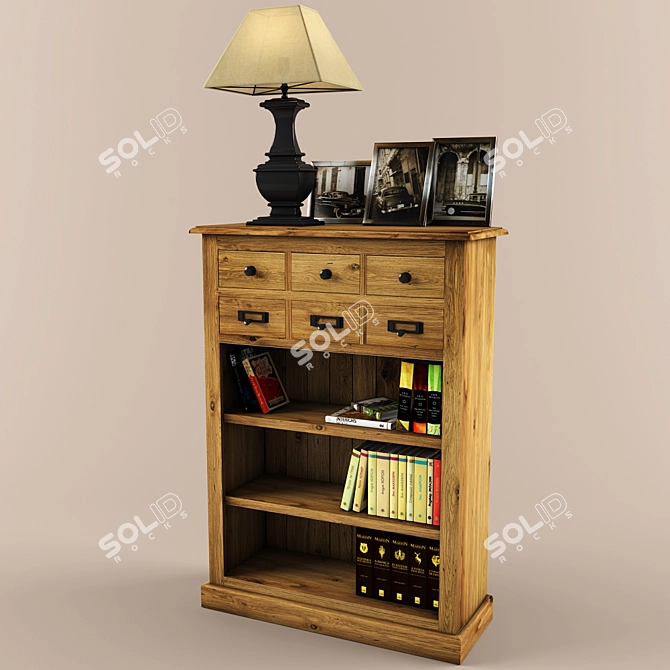 Title: Antic Line Dresser and Lamp Set 3D model image 1