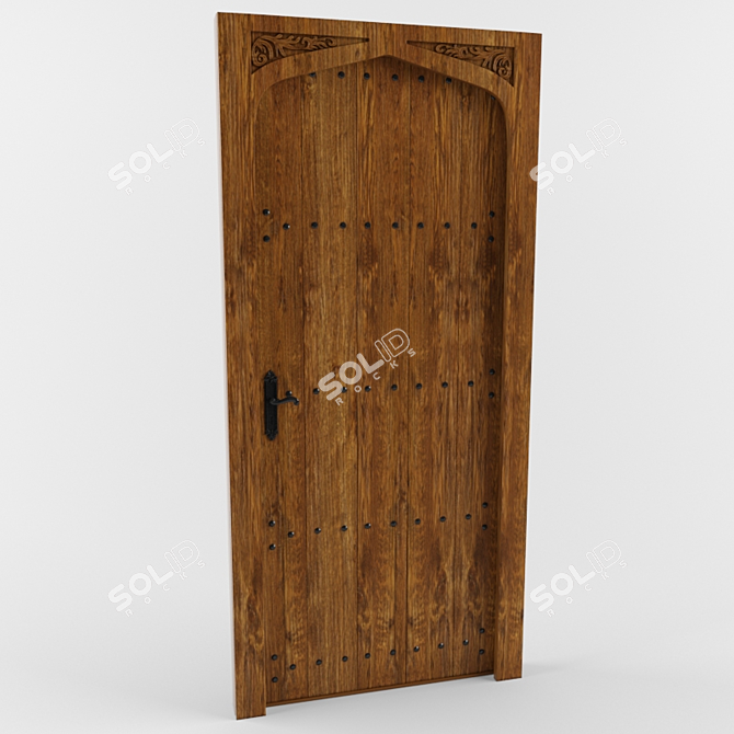 Elegant Tudor Oak Door 3D model image 1