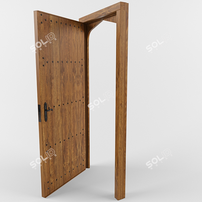 Elegant Tudor Oak Door 3D model image 2