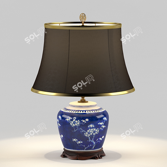 Elegant Chinese Porcelain Lamp 3D model image 1