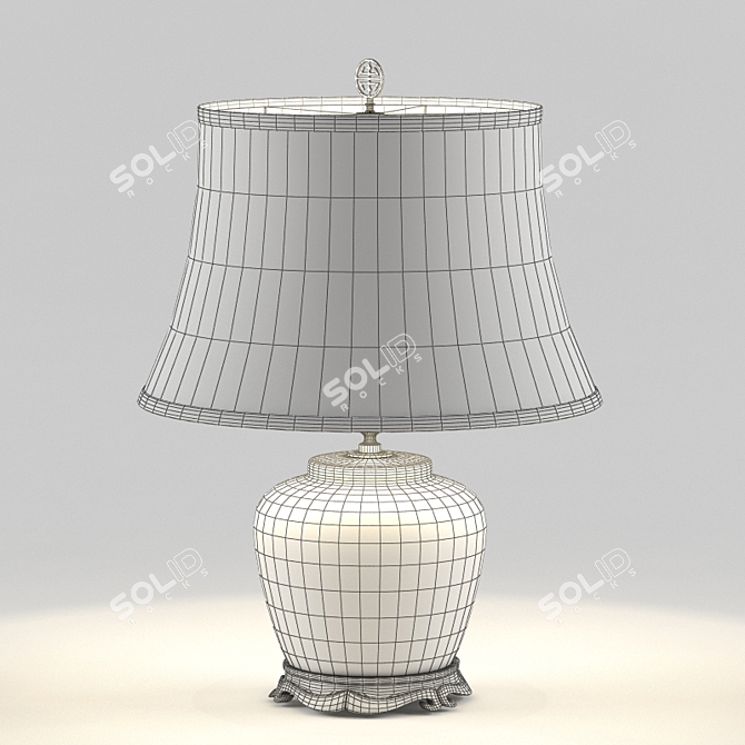 Elegant Chinese Porcelain Lamp 3D model image 2