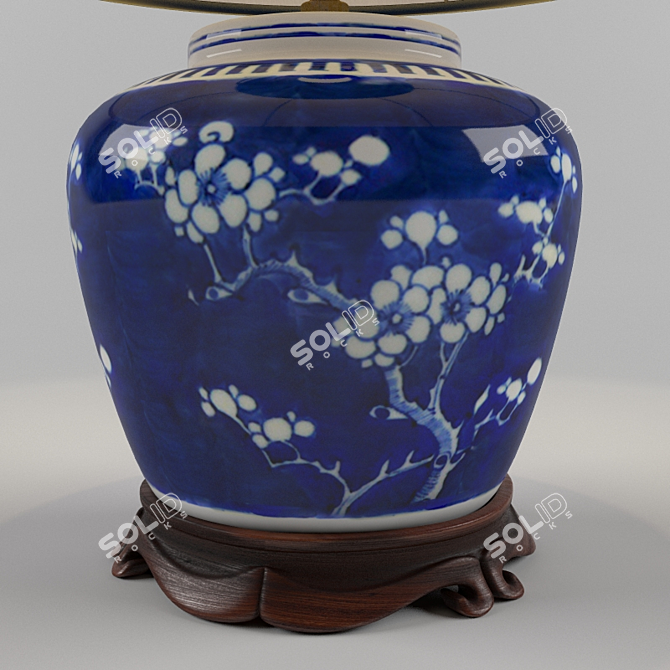 Elegant Chinese Porcelain Lamp 3D model image 3