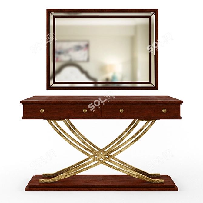 Modern White Dressing Table with 3 Drawers 3D model image 1