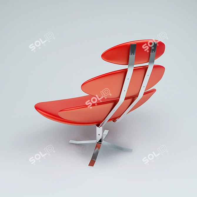 Crown Red Fabric Metal Chair 3D model image 2