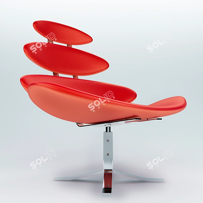 Crown Red Fabric Metal Chair 3D model image 3