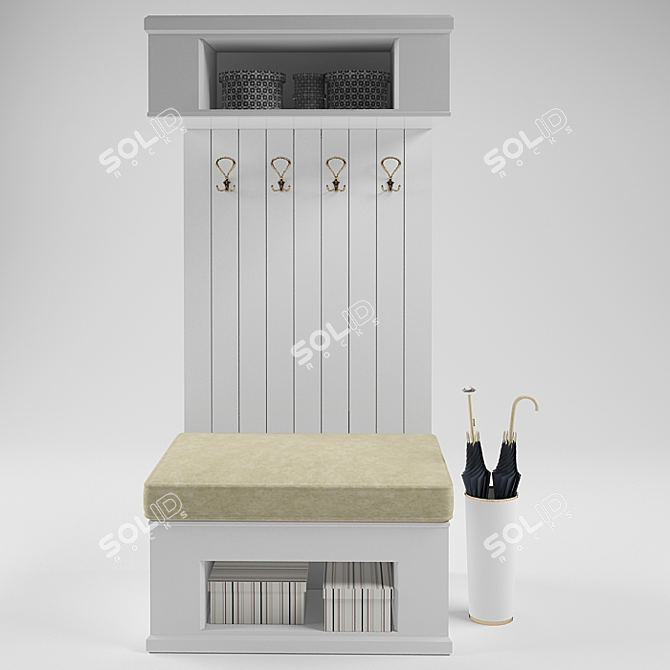 Elegant Entryway: Decorative Boxes & Umbrellas 3D model image 1