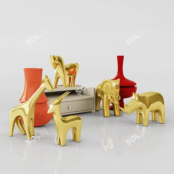 Set decoration GLOBAL VIEWS

Title: Golden Safari Animal Decor Set 3D model image 1