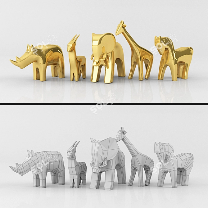 Set decoration GLOBAL VIEWS

Title: Golden Safari Animal Decor Set 3D model image 2