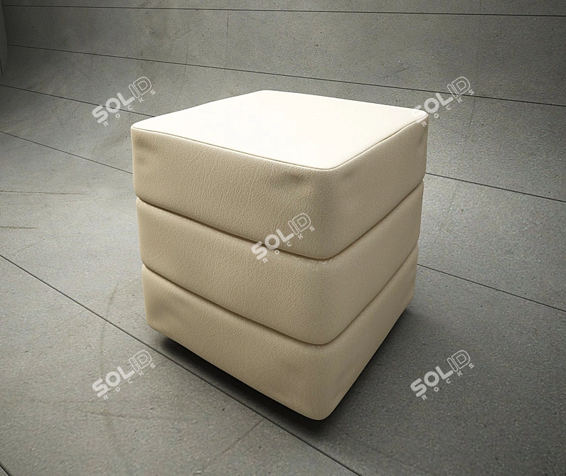 Luxury Leather Cube Ottoman 3D model image 2