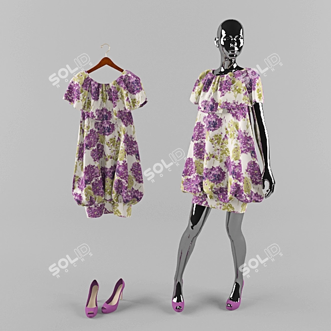 Elegant Mannequin Dress 3D model image 1