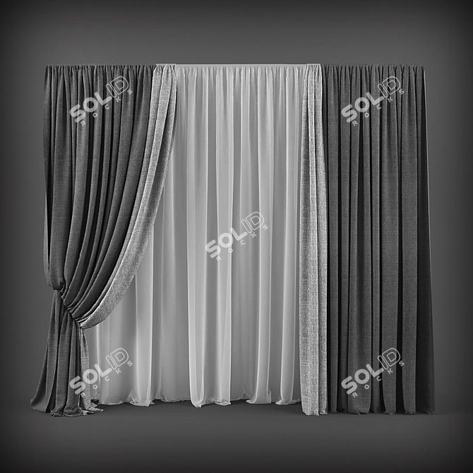 Modern Style Curtains 3D model image 1