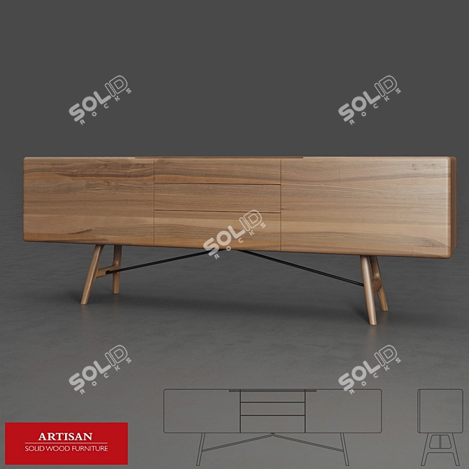 Artisan Tesa Sideboard: Elegant and Functional 3D model image 1