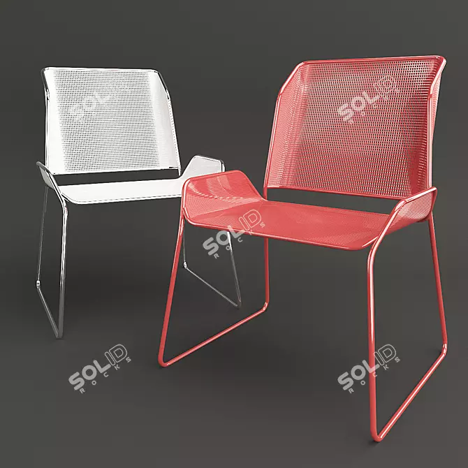 Perforated Dual Color Chair 3D model image 1