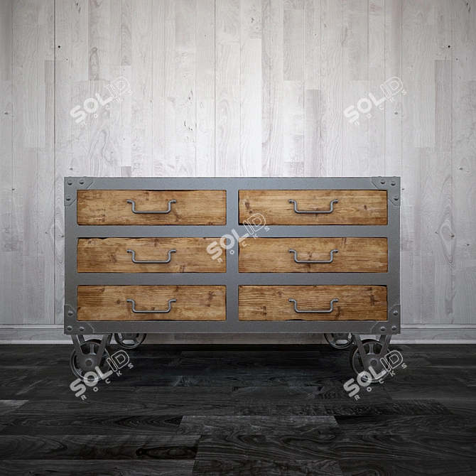 Industrial Chest on Wheels | Ironloft 3D model image 1