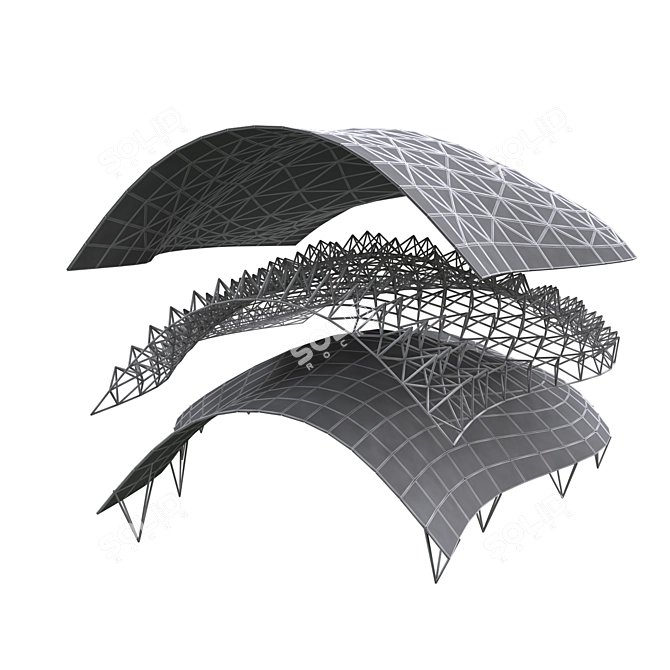 Metal and Glass Canopy 3D model image 2