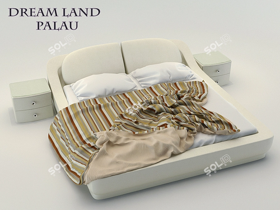 Dream Land Palau Bed + Bioko Nightstand 3D model image 1