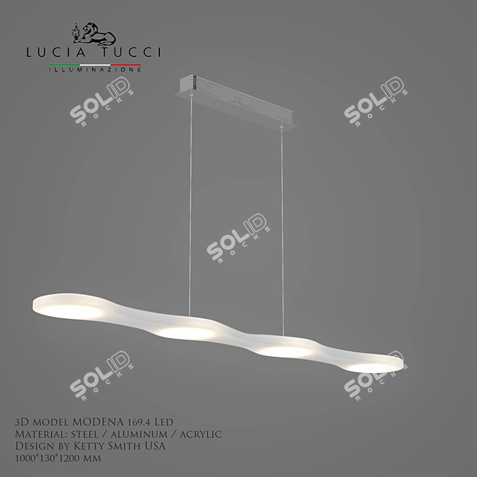 MODENA 169.4 LED Chandelier: Sleek Steel and Acrylic Design 3D model image 1