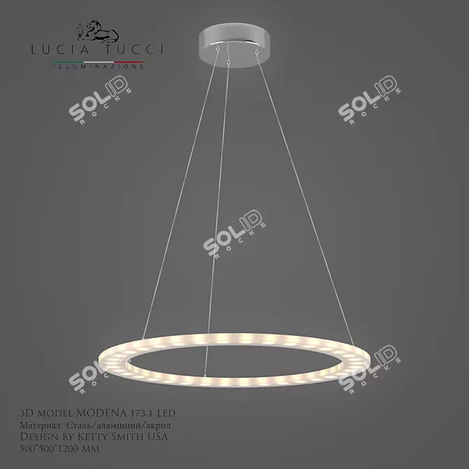 Sleek Led Chandelier: MODENA 173.1 3D model image 1