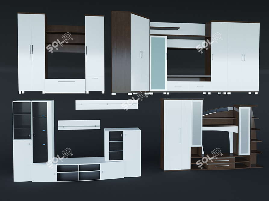 Modern Wall Units 3D model image 1