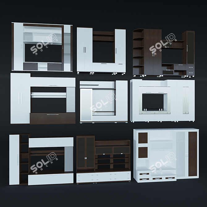 Modern Wall Units 3D model image 3